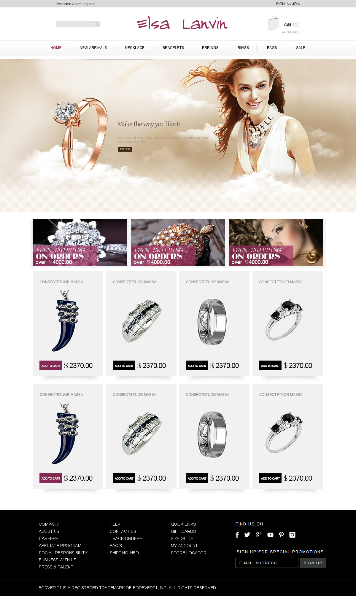  珠宝首饰外贸网网站案例